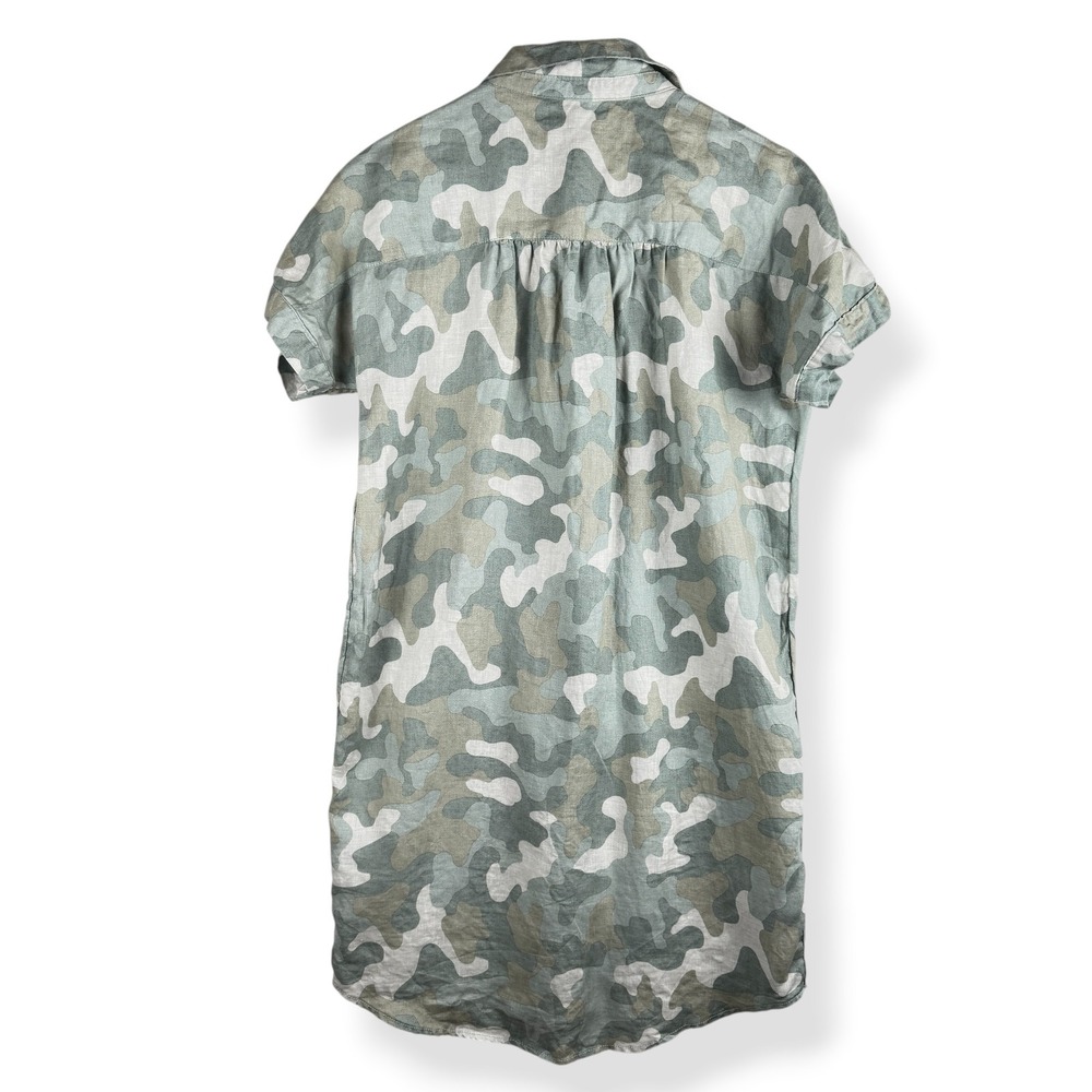 C&C California Shirt Dress Womens Size Small 100% Linen Camo Granola Earthy - Picture 2 of 10